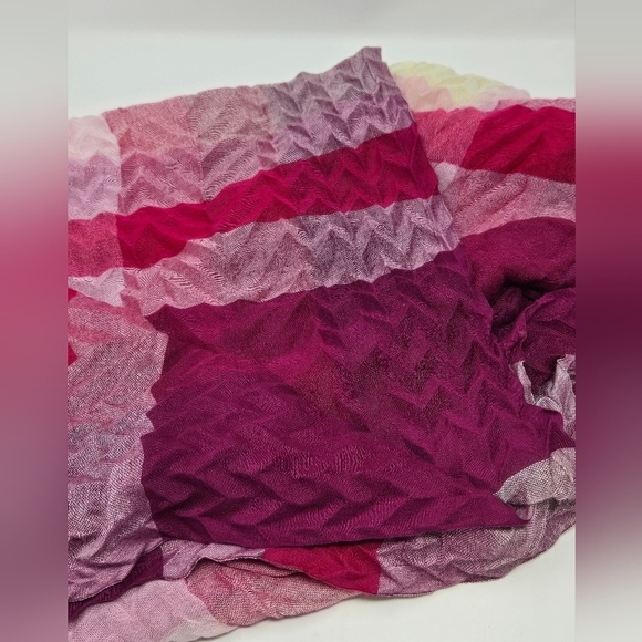 COLDWATER CREEK PINK PURPLE COLORBLOCK CRINKLE OVERSIZE SCARF SHAWL WOMEN OS - Picture 14 of 14